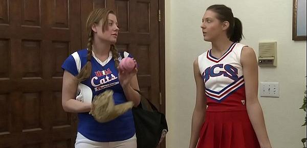  A lesbian player licks teen cheerleader